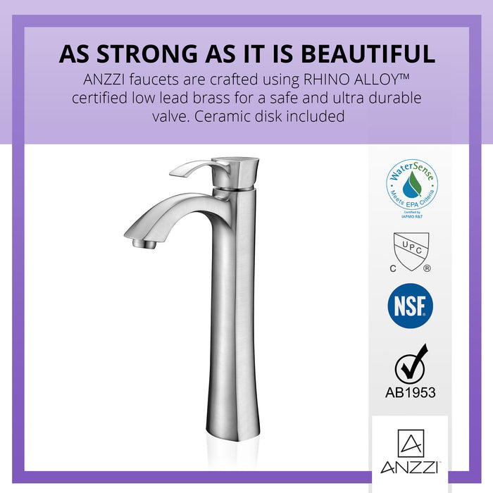 ANZZI L-AZ095BN Harmony Series Single Hole Single-Handle Vessel Bathroom Faucet in Brushed Nickel