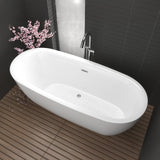 ANZZI FT-AZ401 Ami 67" Acrylic Flatbottom Freestanding Bathtub in White