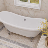 ANZZI FT-CF130FAFT-CH 69.29" Belissima Double Slipper Acrylic Claw Foot Tub in White