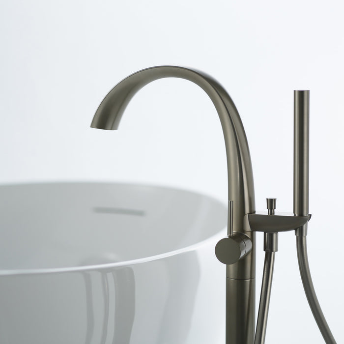 TOTO TBP01301U#CP ZN Single-Handle Freestanding Tub Filler Faucet with Handshower, Polished Chrome
