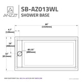 ANZZI SB-AZ013WL Meadow Series 60" x 32" Shower Base in White