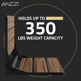 ANZZI AC-AZ203MB Saxon 17" Teak Wall Mounted Folding Shower Seat in Matte Black