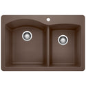 Blanco 440213 Diamond SILGRANIT 33" 60/40 Double Bowl Dual Mount Kitchen Sink - Cafe