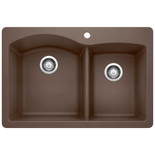 Blanco 440213 Diamond SILGRANIT 33" 60/40 Double Bowl Dual Mount Kitchen Sink - Cafe