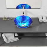 ANZZI LS-AZ915 Belissima Round Glass Vessel Bathroom Sink with Stellar Blue Finish