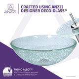 ANZZI LS-AZ8112 Paeva Series Deco-Glass Vessel Sink in Crystal Clear Chipasi with Chrome Waterfall Faucet