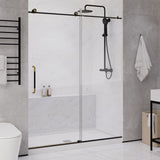 ANZZI SD-AZ13-02MBBG Madam Series 76" x 60" Frameless Sliding Shower Door in Matte Black and Gold