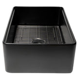 ALFI Brand ABFS3020-BM Black Matte Workstation 30" x 20" Single Bowl Step Rim Fireclay Farm Sink