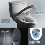 TOTO MW6044736CEFGA#01 WASHLET+ UltraMax II One-Piece Toilet with Auto Flush WASHLET+ S7A Bidet Seat, Cotton White