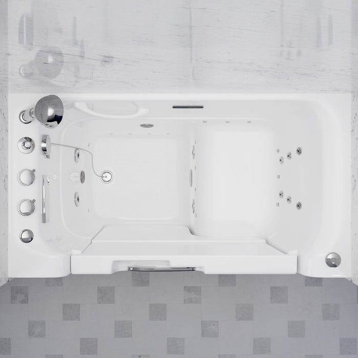 ANZZI 2953WCLWD Left Drain Fully Loaded Wheelchair Access Walk-in Tub with Air and Whirlpool Jets Hot Tub
