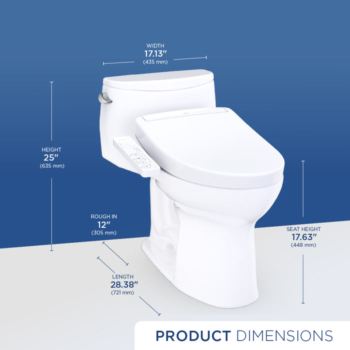 TOTO MW6183346CEFG#01 UltraMax Low Profile WASHLET+ S2 One-Piece Elongated 1.28 GPF Universal Height Toilet