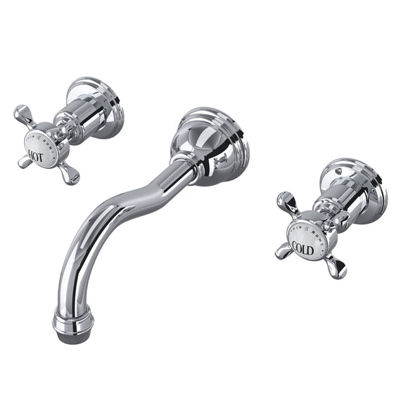 Rohl U.3791X-APC/TO-2 Perrin and Rowe Edwardian Wall Mount Column Spout Bathroom Faucet