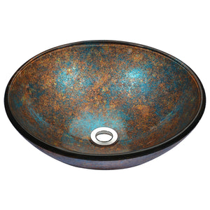 Stellar Series Deco-Glass Vessel Sink in Emerald Burst