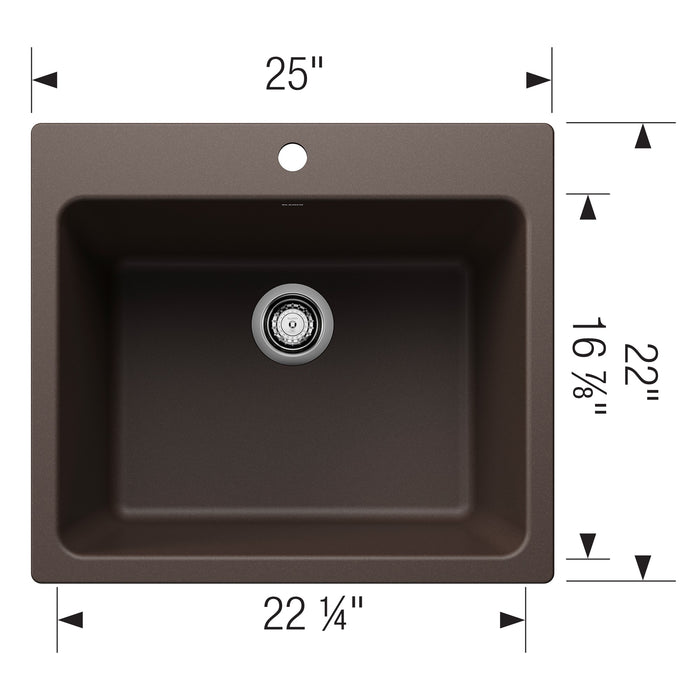 Blanco 401922 Liven SILGRANIT 25" Single Bowl Dual Mount Laundry Sink - Cafe