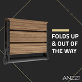 ANZZI AC-AZ203MB Saxon 17" Teak Wall Mounted Folding Shower Seat in Matte Black