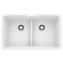 Blanco 442074 Diamond SILGRANIT 32" 50/50 Double Bowl Undermount Kitchen Sink with Low Divide - White