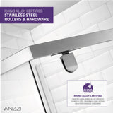 ANZZI SD-AZ056-01BN Castle Series 49" x 72" Semi-Frameless Shower Door in Brushed Nickel