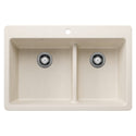 Blanco 443217 Liven SILGRANIT 33" 60/40 Double Bowl Dual Mount Kitchen Sink with Low Divide - Soft White
