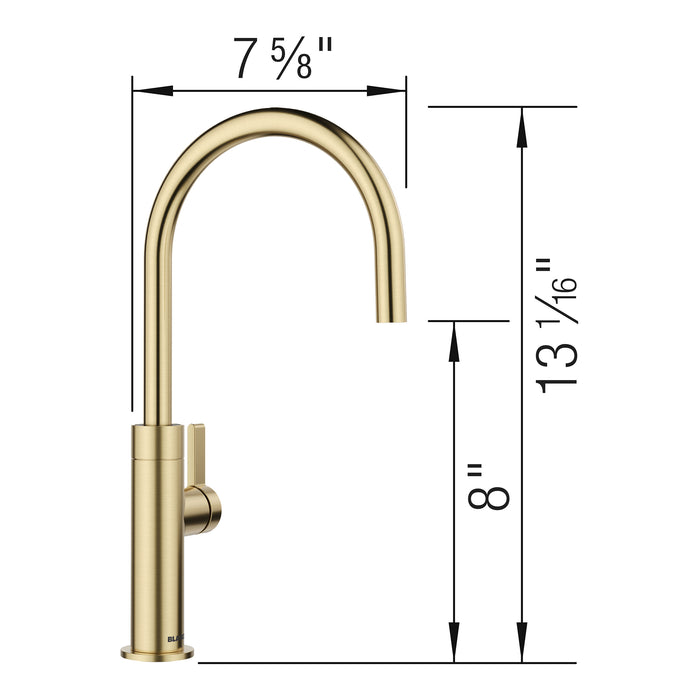 Blanco 527493 Culina II High Arc Beverage Faucet - RO Compatible - Satin Gold
