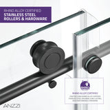 ANZZI SD-AZ8077-02MB Leon Series 60" by 76" Frameless Sliding Shower Door in Matte Black with Handle