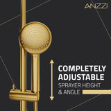 ANZZI SH-AZ101BG Heavy Rainfall Stainless Steel Shower Bar with Hand Sprayer in Brushed Gold