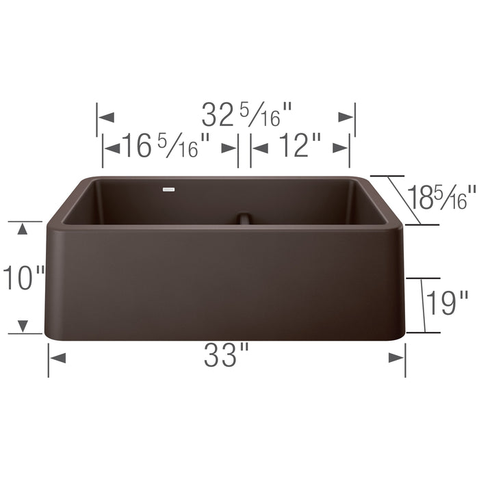 Blanco 402323 Ikon SILGRANIT 33" Double Bowl Apron-Front Farmhouse Sink in Cafe