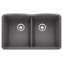 Blanco 441470 Diamond SILGRANIT 32" 50/50 Double Bowl Undermount Kitchen Sink - Cinder