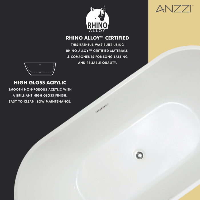 ANZZI FT-AZ098-59 Chand 59" Acrylic Flatbottom Freestanding Bathtub in White
