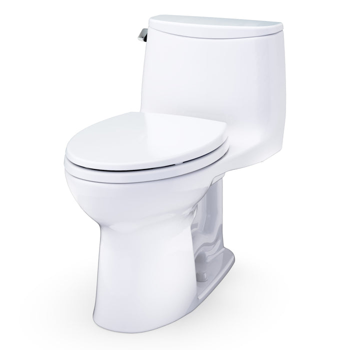 TOTO MS608114CEFG#01 UltraMax One-Piece Elongated 1.28 GPF Universal Height Toilet with Seat, Cotton White