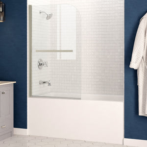 Myth 28 in. x 56 in. Frameless Tub Door in Brushed Nickel