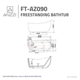 ANZZI FT-AZ090 Talyah Series 5.92 ft. Freestanding Bathtub in White