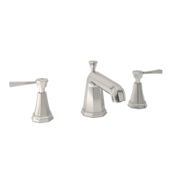 Rohl U.3141LS-STN-2 Perrin and Rowe Deco High Neck Widespread Bathroom Faucet