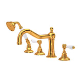 House of Rohl A1404LPIB Acqui 4-Hole Deck Mount Column Spout Tub Filler with Handshower