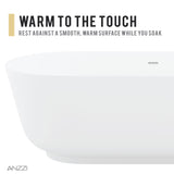 ANZZI FT-AZ511 Sabbia 5.9 ft. Solid Surface Center Drain Freestanding Bathtub in Matte White