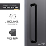 ANZZI SD-AZ8077-02MBT Leon Series 60" by 76" Frameless Sliding Shower Door in Matte Black with Tinted Glass