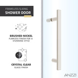 ANZZI SD-AZ055-01BN Longboat Series 60" x 76" Semi-Frameless Shower Door in Brushed Nickel