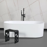 ALFI Brand ABST88BM Black Matte Solid Surface Resin Bathroom / Shower Stool