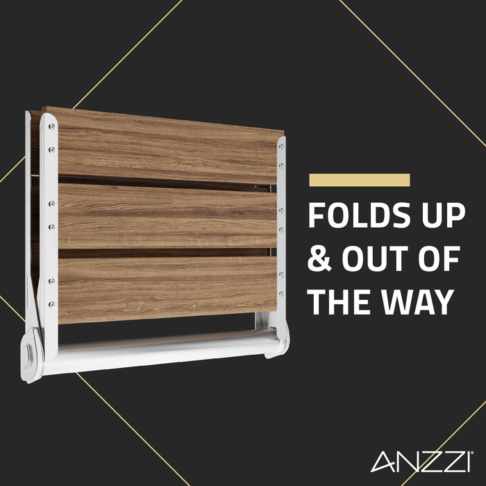 ANZZI AC-AZ203 Saxon 17" Teak Wall Mounted Folding Shower Seat