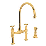 Rohl U.4718X-EG-2 Perrin and Rowe Georgian Era Bridge Kitchen Faucet with Sidespray