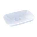 TOTO Neorest Kiwami Rectangular Semi-Recessed Fireclay Vessel Bathroom Sink with CEFIONTECT, Cotton White - LT995G#01