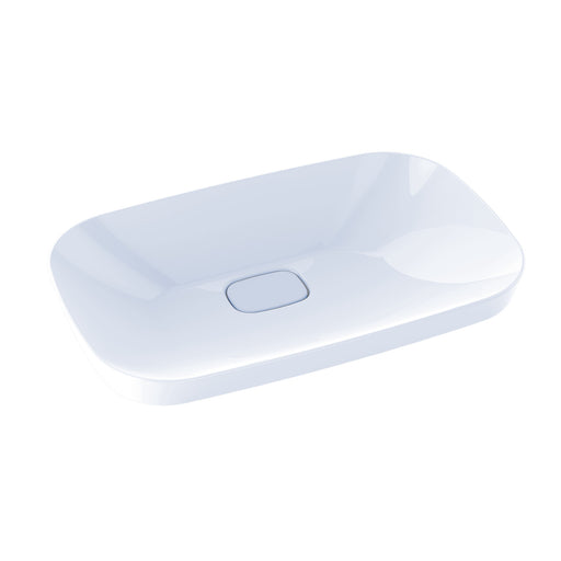 TOTO Neorest Kiwami Rectangular Semi-Recessed Fireclay Vessel Bathroom Sink with CEFIONTECT, Cotton White - LT995G#01