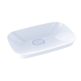 TOTO Neorest Kiwami Rectangular Semi-Recessed Fireclay Vessel Bathroom Sink with CEFIONTECT, Cotton White - LT995G#01