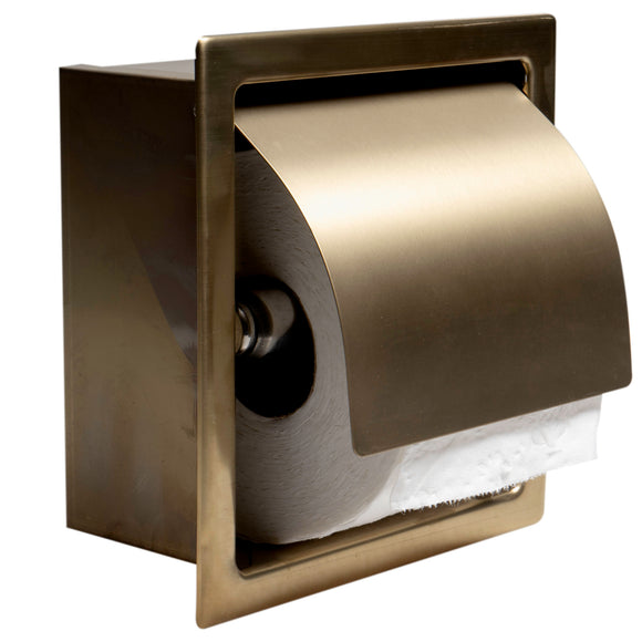 ALFI brand ABTPP77-BG PVD Brushed Gold Stainless Steel Recessed Toilet Paper Holder with Cover