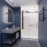 ANZZI SD-AZ13-01MB Madam Series 48" by 76" Frameless Sliding Shower Door in Matte Black with Handle