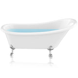 67.32" Diamante Slipper-Style Acrylic Claw Foot Tub in White