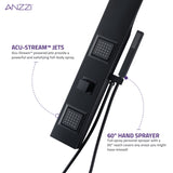 ANZZI SP-AZ078MB Aura 2-Jetted Shower Panel with Heavy Rain Shower & Spray Wand in Matte Black