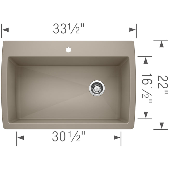 Blanco 441287 Diamond SILGRANIT 33.5" Super Single Dual Mount Kitchen Sink - Truffle