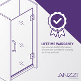 ANZZI SD-AZ09-01CH Fellow Series 24" by 72" Frameless Hinged Shower Door in Chrome with Handle