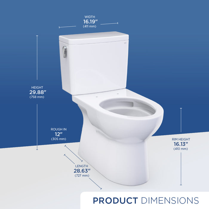 TOTO CST472CEFRG#01 Glaston Two-Piece Elongated 1.28 GPF Universal Height Toilet with Right-Hand Trip Lever