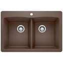 Blanco 440218 Diamond SILGRANIT 33" 50/50 Double Bowl Dual Mount Kitchen Sink - Cafe